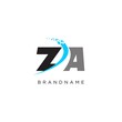 Initials ZA abstract curved lines logo