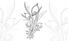 Sketch Tropical Flowers And Leaves Coloring Page