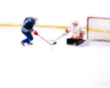 Defocus opposition of hockey players on ice during match - blurred background of hockey match - rivalry in sports
