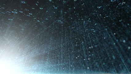 digital technology looping binary data network lines animation.