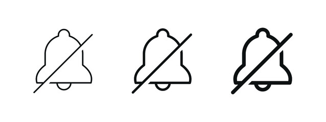Poster - no bell icon alarm off symbol silent mute icons . notification bell icon	
