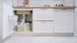 © Андрей Журавлев - Detergents and cleaning products under the sink in the white kitchen cabinet