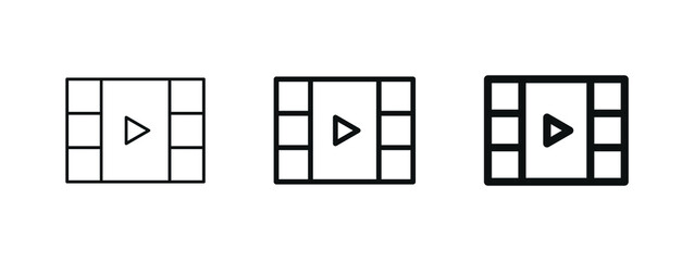 Aufkleber - play video reels icon for streaming. film reel icon, camera tape symbol . media player video film roll icons