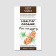 Healthy pine nut vertical label. Vector packaging design.