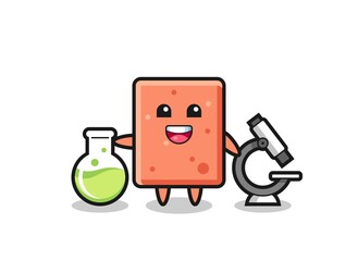 Wall Mural - Mascot character of brick as a scientist