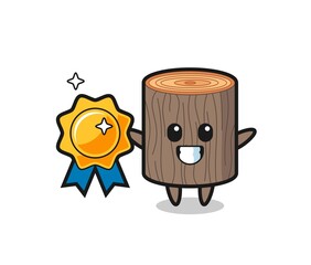 Poster - tree stump mascot illustration holding a golden badge