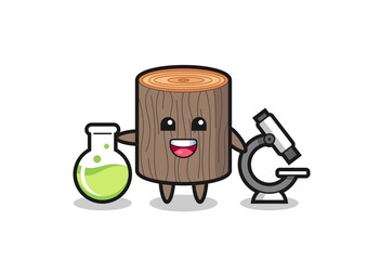 Sticker - Mascot character of tree stump as a scientist