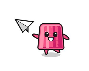 Sticker - jelly cartoon character throwing paper airplane