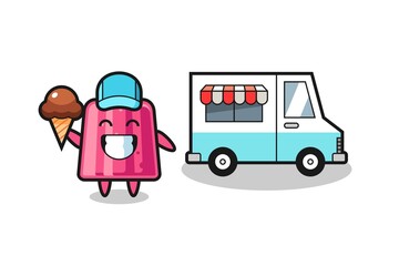 Canvas Print - Mascot cartoon of jelly with ice cream truck