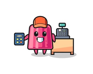 Canvas Print - Illustration of jelly character as a cashier