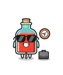 Poster - Cartoon mascot of square poison bottle as a businessman