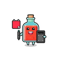 Canvas Print - Illustration of square poison bottle mascot as a graphic designer