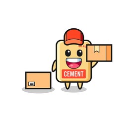 Sticker - Mascot Illustration of cement sack as a courier