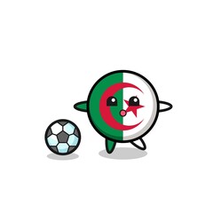 Wall Mural - Illustration of algeria flag cartoon is playing soccer