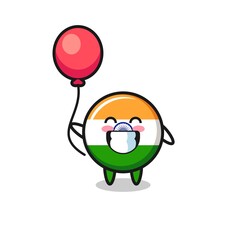 Sticker - india mascot illustration is playing balloon