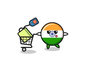 Wall Mural - india illustration cartoon with a shopping cart