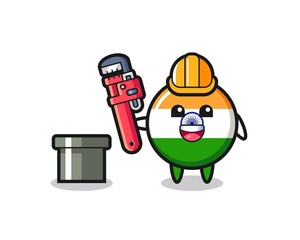 Sticker - Character Illustration of india as a plumber