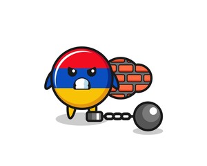 Poster - Character mascot of armenia flag as a prisoner