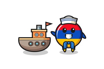 Canvas Print - Character mascot of armenia flag as a sailor man