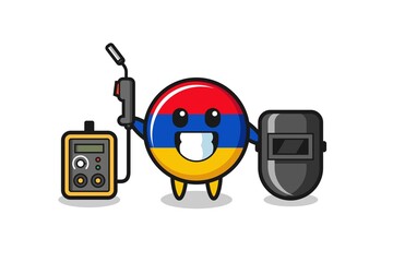 Wall Mural - Character mascot of armenia flag as a welder