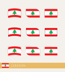 Poster - Vector flags of Lebanon, collection of Lebanon flags.