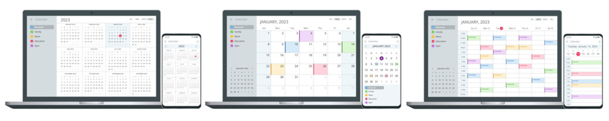 Calendar Planner Organization Management. Digital Electronic Calendar Event Appointment On Screen