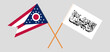 Crossed flags of the State of Ohio and Taliban. Official colors. Correct proportion