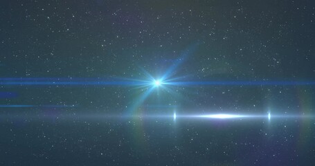 Sticker - Animation of glowing blue light moving over spots of light and stars in background