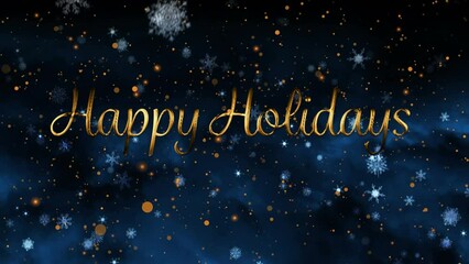 Wall Mural - animation of happy holidays text and snow falling at christmas on black background