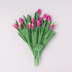 Wall Mural - Flower tulip bouquet. Minimal modern creative Valentines or woman's day concept. Retro style new vintage.