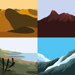 Sticker - four landscapes nature scenes