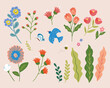 Cute doodle style flower collection