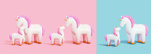 3d Cute Unicorn Family Set