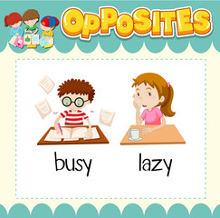 Wall Mural - Education word card of English opposites word