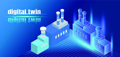 Concept of digital twin, internet of things (iot), machine learning.