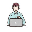 © matsu - パソコンをする男性のシンプルなイラスト