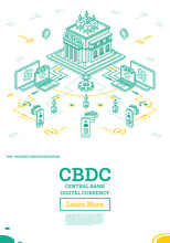 Central Bank Digital Currency Or CBDC. Isometric Financial Concept.
