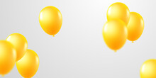 Celebration Background With Yellow Balloons For Parties. 3D Balloon Virtual Design