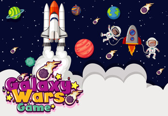 Wall Mural - Scene wtih spaceship and astronaut in space