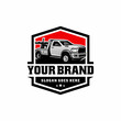 Towing company logo. Wrecker truck logo vector.