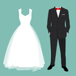 © viktorijareut - Wedding card clothes of the bride and groom. Beautiful wedding dress and suit