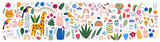Fototapeta Fototapety na ścianę do pokoju dziecięcego - Abstract doodles. Baby animals and flowers pattern. Fabric pattern. Vector illustration with cute animals. Nursery baby  illustration