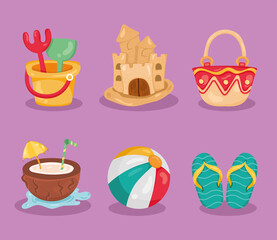 Poster - six summer vacations icons