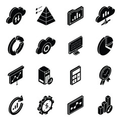 Sticker - Set of Data Analytics Isometric Icons