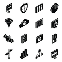 Poster - Pack of Business Data Isometric Icons 