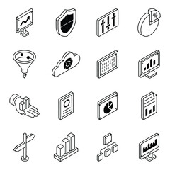 Wall Mural - pack of business data isometric icons