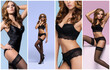 © Acronym - Beautiful women posing in underwear. Black and white lingerie collage.