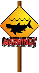 Wall Mural - Warning sign with shark in water