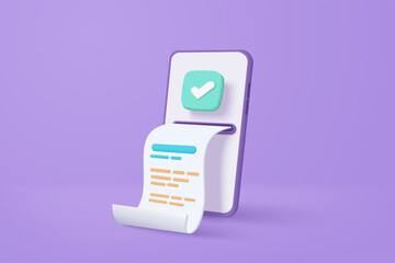 3d pay money with mobile phone banking online payments concept. easy bill payment transaction on the