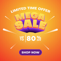 Canvas Print - mega sale promotion design template. business vector illustration